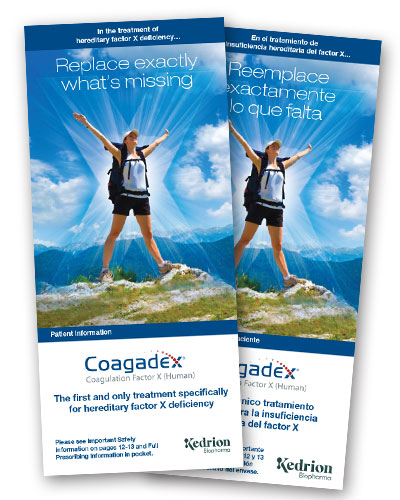 Covers of Coagadex and Factor X Deficiency Brochures