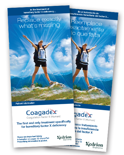 Covers of Coagadex and Factor X Deficiency Brochures