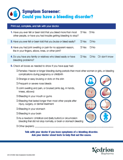 Bleeding Disorders Symptom Screener image